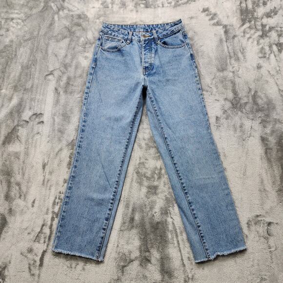 J. Galt Denim - J Galt Brandy Melville Jeans Womens S Mom High Waist Straight Leg Crop Raw Hem